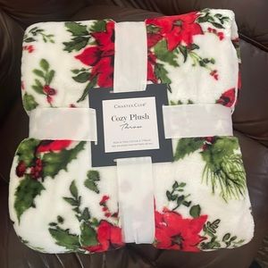 Charter club poinsettia plush throw